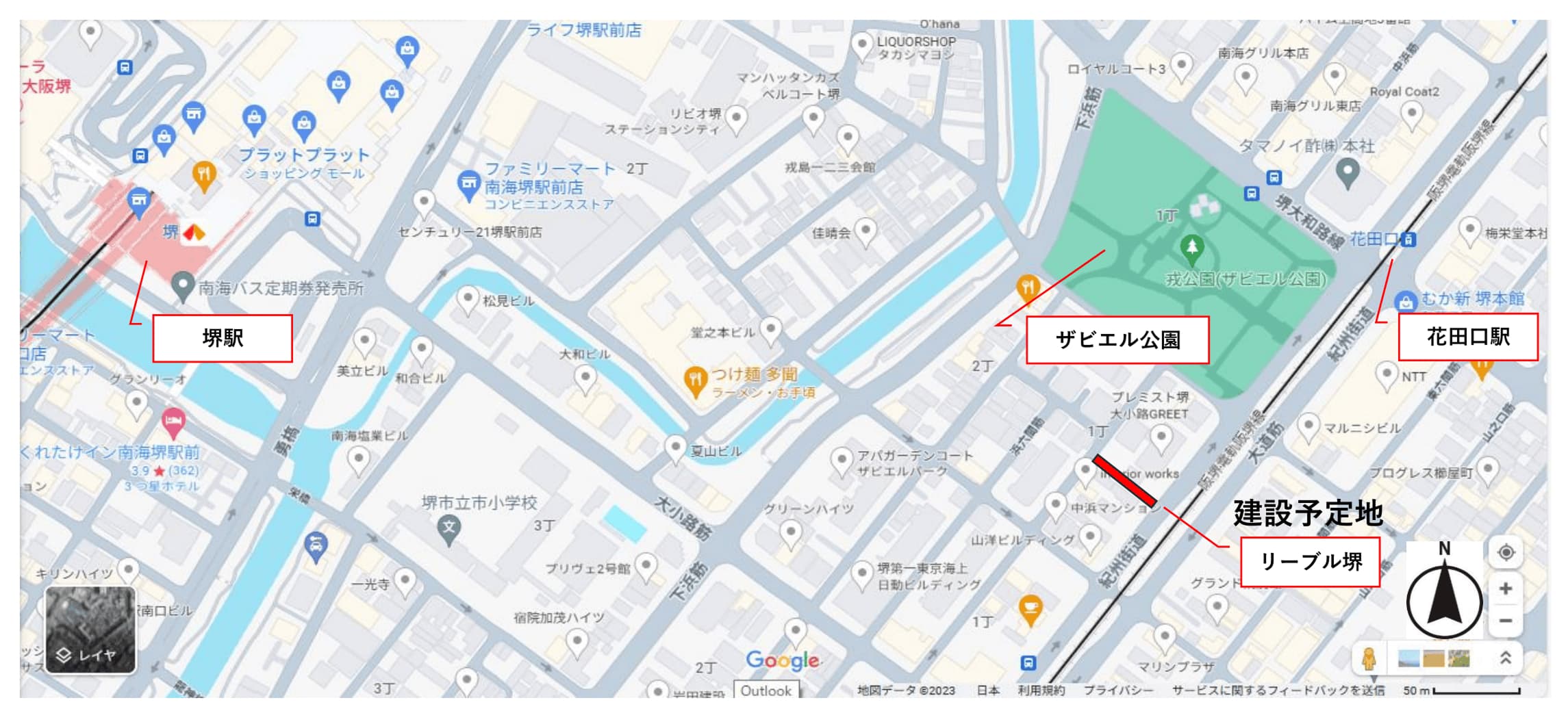 リーブル堺：付近見取り図